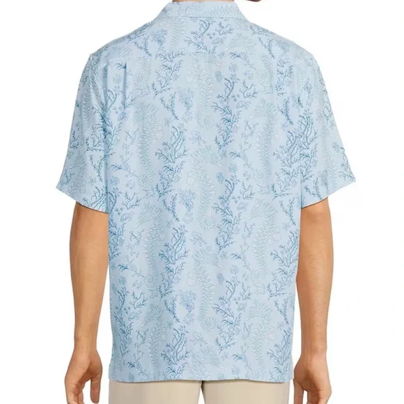 CARIBBEAN Big & Tall Seahorse Print Short Sleeve Woven Camp Shirt. Size 2XL. NEW - Picture 2 of 7
